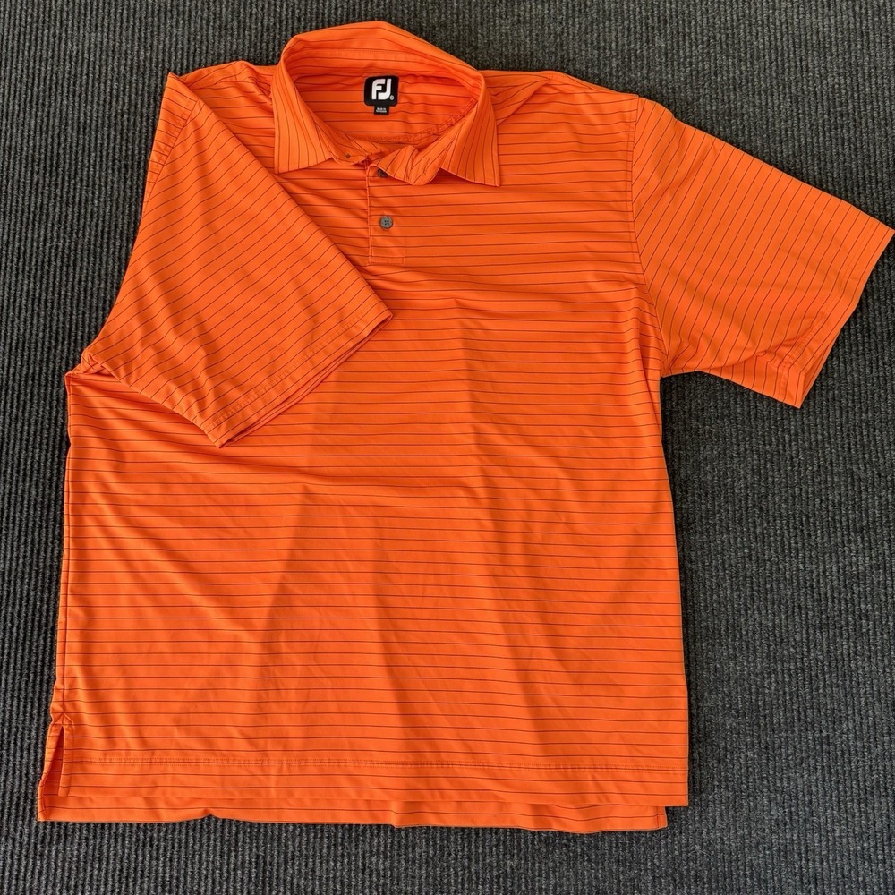 FootJoy Orange Striped Polo XL Berry Hills Country Club Golf Shirt